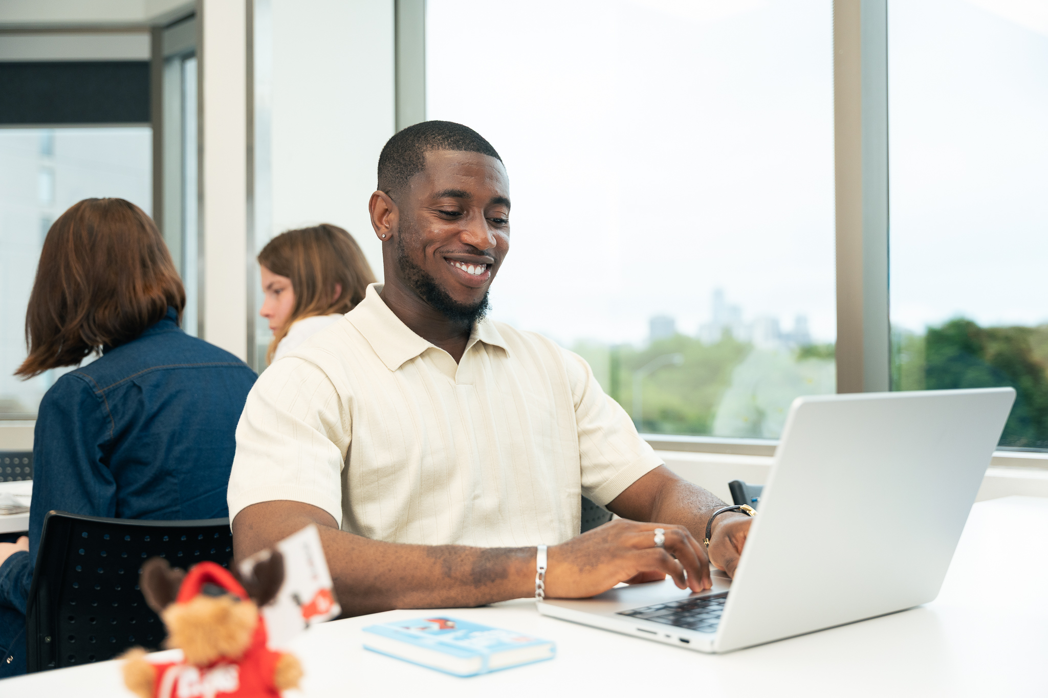 Student attending an online class